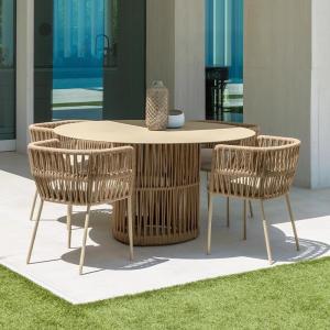 Wholesale Light Luxury Outdoor Contemporary Woven Rope Chair And Foldable Villa Table Set from china suppliers