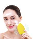 Yellow Electronic Silicone Face Exfoliator For Facial Deep Clean 84*106*35mm