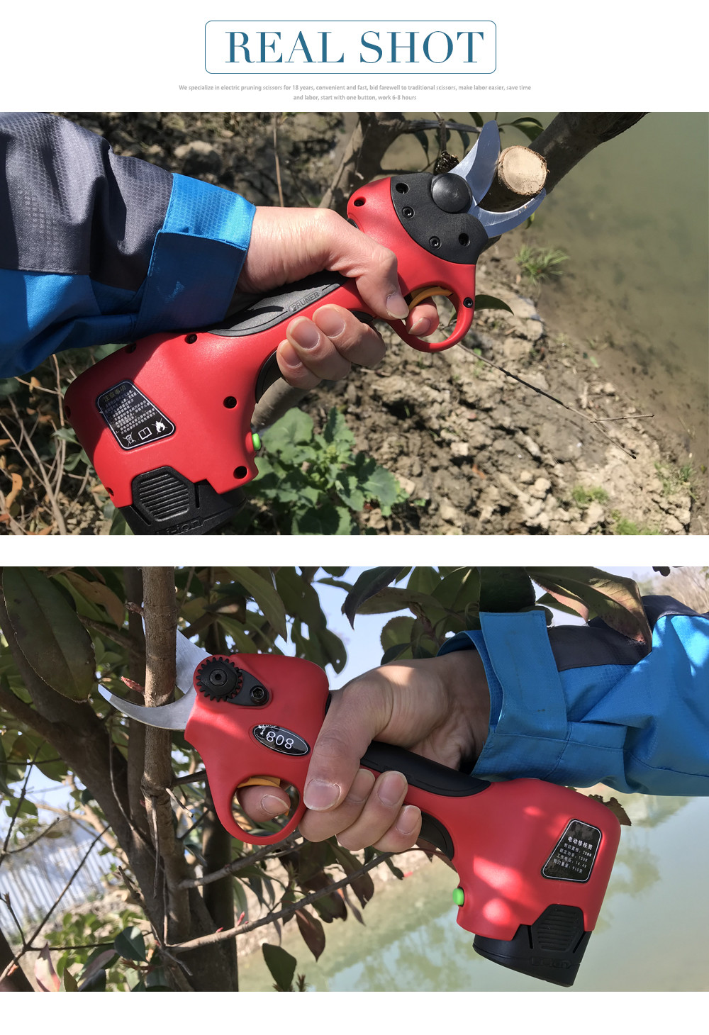 Swansoft 2.5CM Battery Orchard Pruner Cordless Electric Hedge Trimmer Portable Pruning Shears of 25mm Cut Size