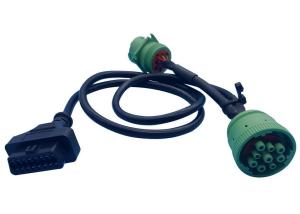 Wholesale Green Deutsch 9 Pin J1939 Female to OBD2 OBD-II 16 Pin Female and J1939 Male Splitter Y Cable from china suppliers