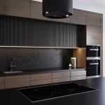 Modular Modern Kitchen Black Melamine Kitchen Cupboards Lacquer Painting Kitchen