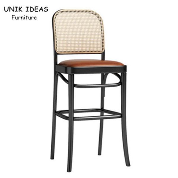 French Bistro Rattan Cafe Bar Stools White Rattan Counter Height Bar Stools With