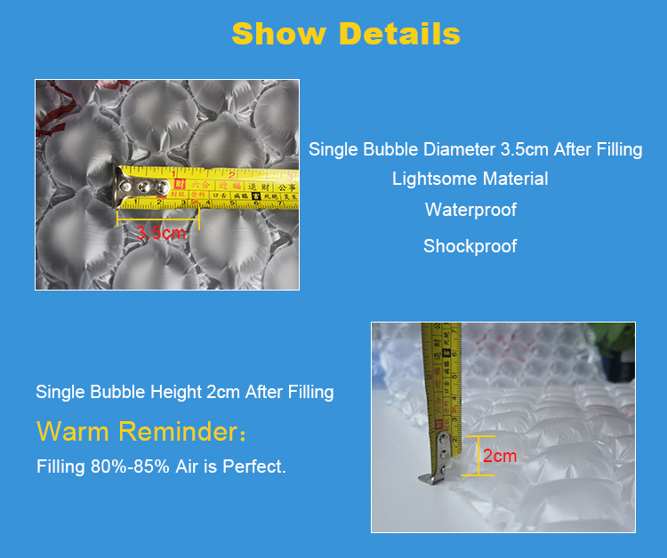 Inflatable Air Cushion Bubble Bag Strong Protection From Destructive Film Wrapping Roll