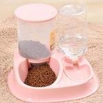 Plastic Automatic Pet Feeding Water Dispenser Cat Dog Double Bowl