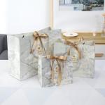 Marble Pattern Cardboard Gift Bags Thicken Paper Card Ribbon Hand Shopping Bag