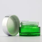 Empty Green Cream Glass Jars 5g-100g With Silver Lid For Cosmetic