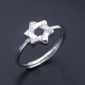 Wholesale 925 Charm Silver Cubic Zirconia Rings / Pentagram Shape Five Point Star Ring Jewelry from china suppliers