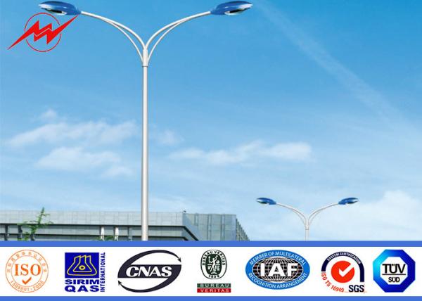 ISO Standard Solar Street Light Poles , Tubular Steel Pole 6-15m Color
