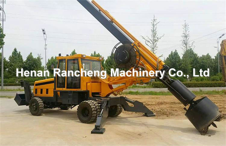 500-1500mm Versatile Wheel Type Auger Piling Rig For 30-50r/Min Powerhead Rotary Speed
