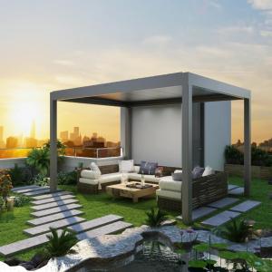 Wholesale Outdoor Waterproof Shade Electric Bioclimatic Aluminum Pergola with Retractable Shutters Roof Solar Panels from china suppliers