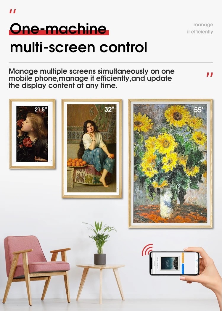 Wall Mount Digital Photo Frames 350 Cd/M2 24 Inch Digital Picture Frame