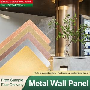 Wholesale Bamboo Charcoal Wood Veneer 1220*2440*5/8mm Flame Retardant Bamboo Charcoal Wood Eco-Friendly Metal Textured Wooden Wall Panels For TV Background from china suppliers