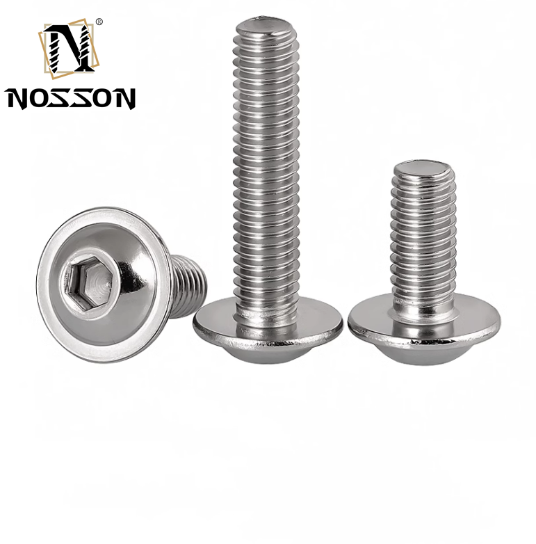 Stainless Steel A2 A4 Hex Socket Button Screw with Washer Flanged Button Head Allen Bolts m3 m4 m5 m6 m8 m10 m12 m14 m16 m20
