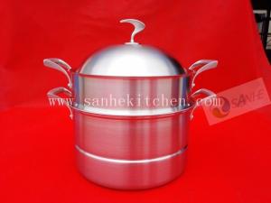 Wholesale 3 layers Stainless steel steam pot,thickness 2.5mm with cast iron handle from china suppliers