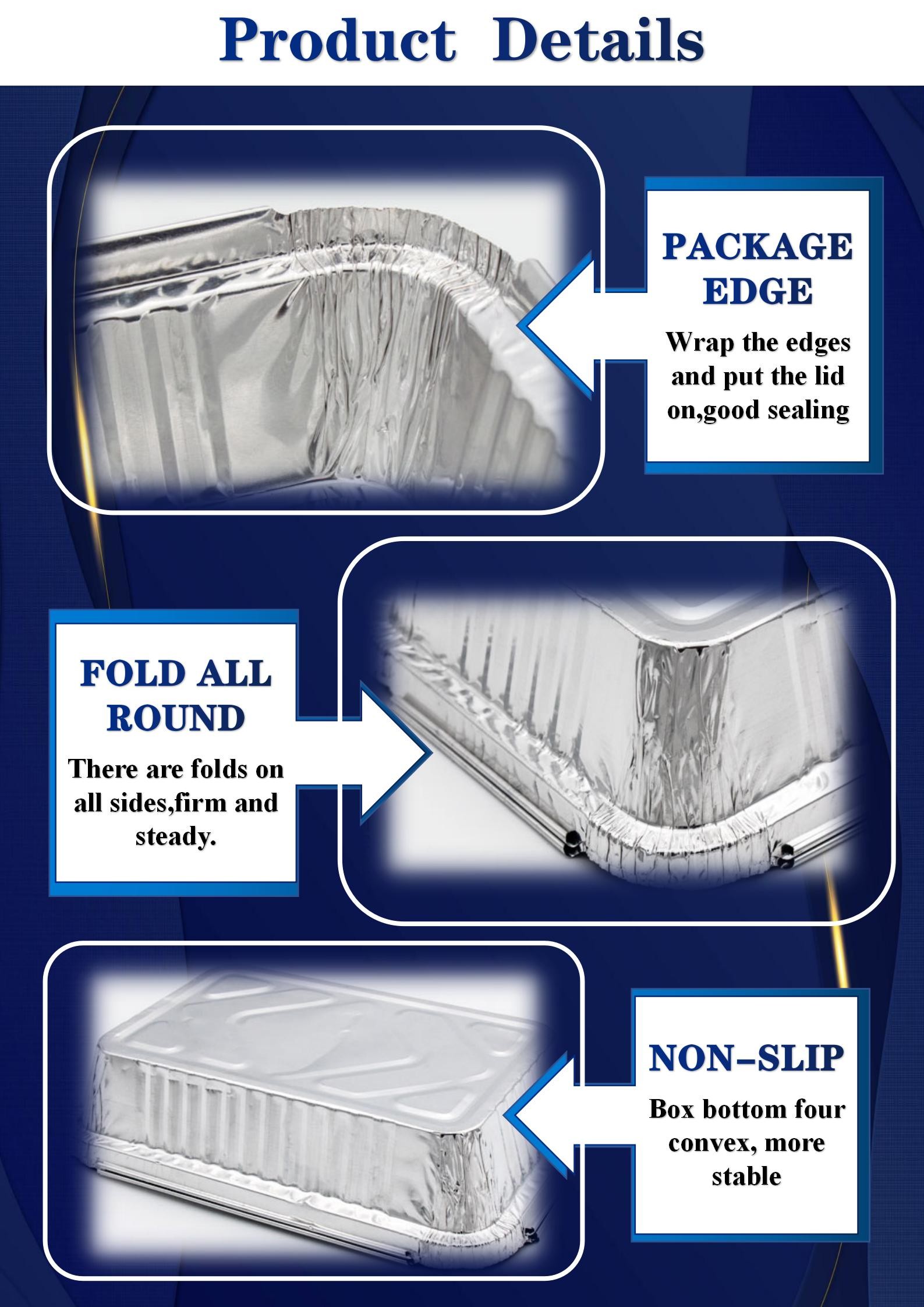 1150ML Aluminum Foil Lunch Box 230mm*170mm*50mm Sanitary Pollution Free
