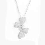 Bow of Four Hearts 925 Silver CZ Stud Heart Earrings Small Silver Hoop Studs