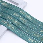 2cm green ribbon gift box packaging flower cake ribbon BESTWISHES hot stamping