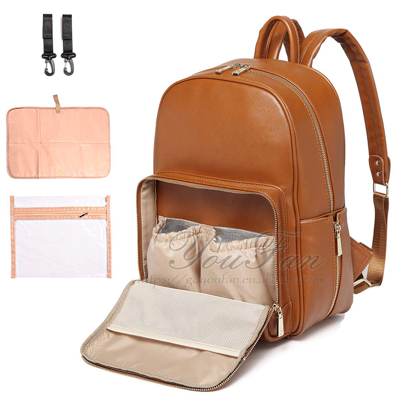 Leather Nappy Backpack bag baby diaper organizer