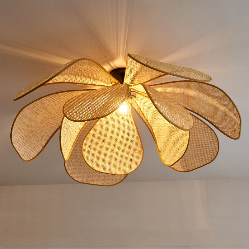 Creative Rattan Flower Pendant Light Designer Handmade Lustre Living Room Dining Room Lighting(WH-WP-71)