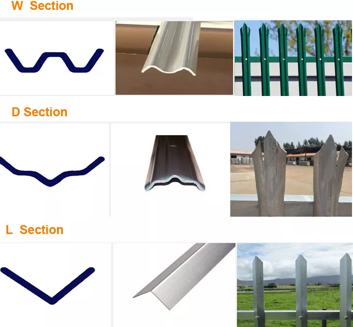 W Pale Steel Palisade Fencing Euro Fence For Security