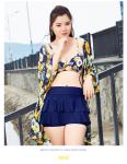 style bikini three-piece swimsuit female blouse sunscreen gather Korean version