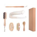 6pcs Organic Bamboo Long Handle Bath Brush Natural Boar Bristle
