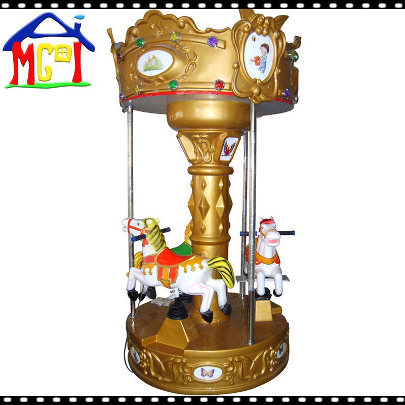 3 seats merry-go-around kiddie carousel for indoor amusement park
