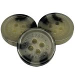 26L Engraved Logo Fake Horn Button With Rim 4 Hole Brown Color