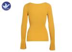 Shinny Yellow Womens Knit Pullover Sweater Small Boat Neck Ribbed Stylish