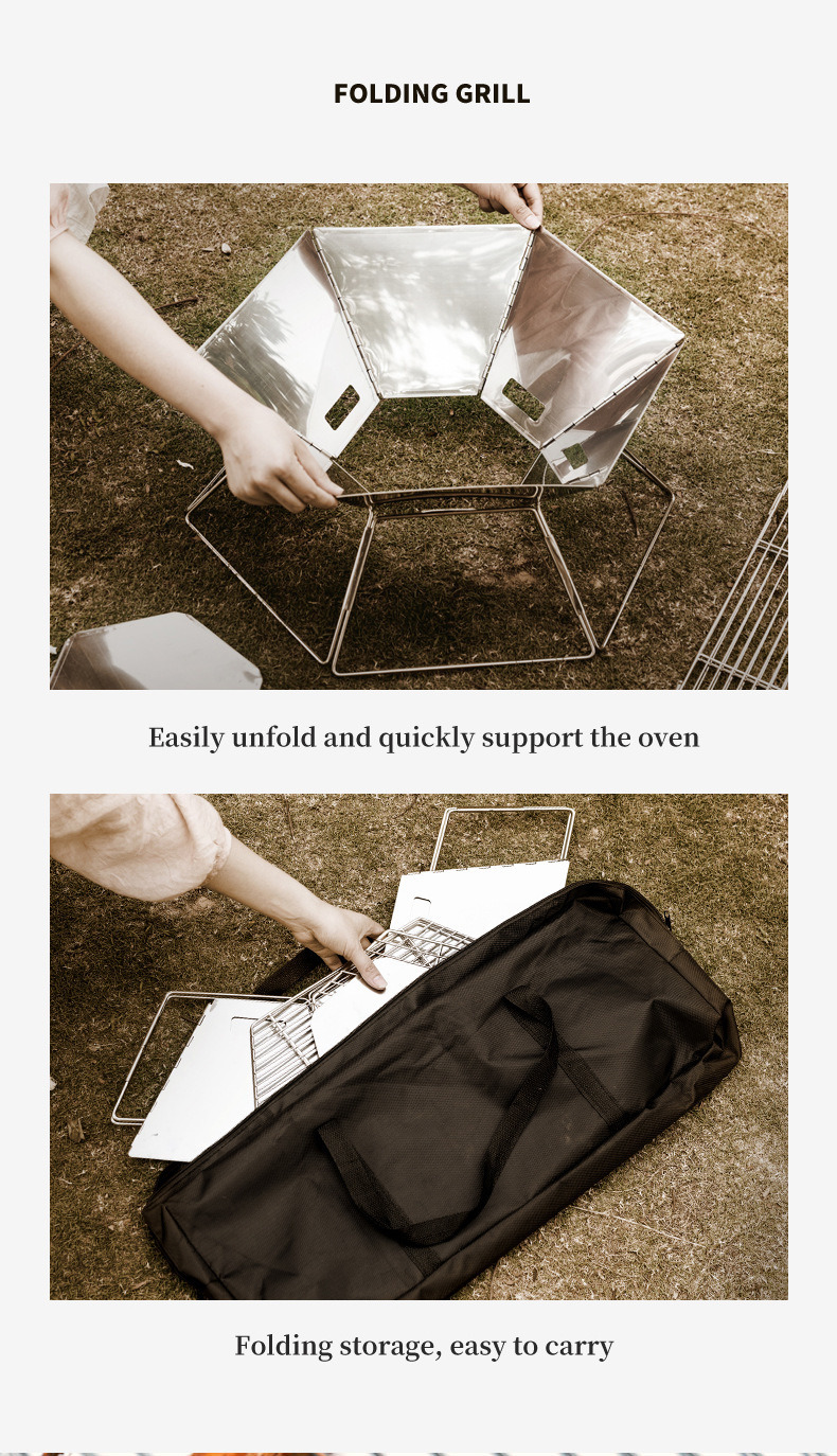 Square Outdoor Camping Folding Grill Charcoal BBQ Stove