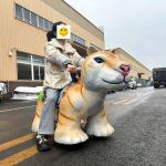 Golden Electric Dinosaur Ride on Scooter for Kids in Shopping Mall