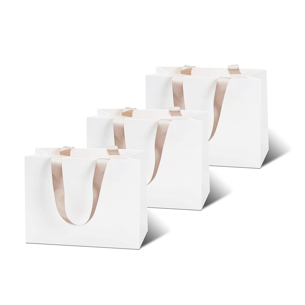 Large White Card Hot Stamping Custom Logo Printing Paper Bag for Clothes and Boutiques