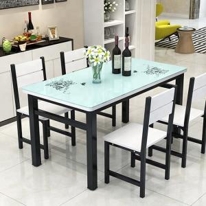 Wholesale White / Black Glass Top Dining Table Set With Solid Thick Desktop from china suppliers