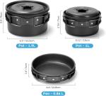 Stainless Steel Camping Outdoor Cookware Mess Kit Set, Folding Cookset Camping