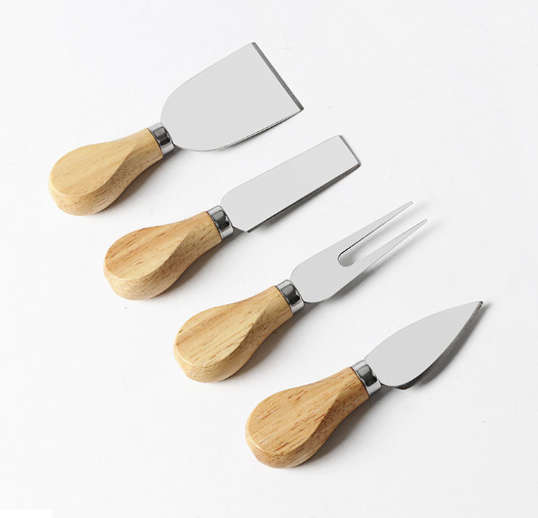 Wholesale 4PCS Cheese Knives With Rubber Wooden Handle For Cheese Food
