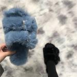 Janbal Faux Fur Womens Soft Bottom Slippers Imitation Rabbit Hair