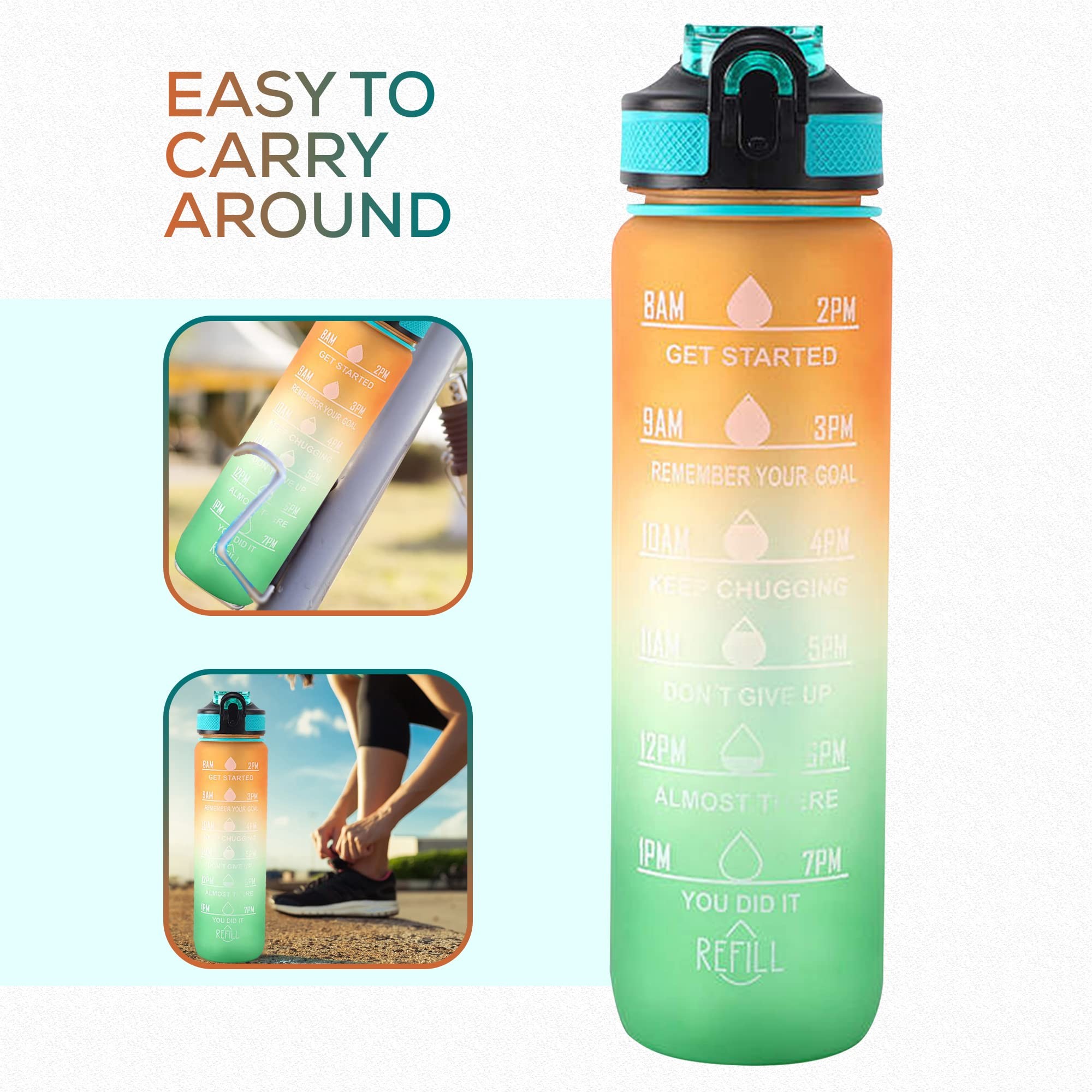 Leakproof BPA Free Custom 32 Oz Water Bottles Big Motivational Water Bottle With Time Marker And Straw For For Fitness And Outdoor Enthusiasts
