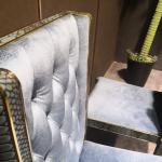 Button Style Luxury Modern Dining Chairs 0.53m European Tufted Leather Dining