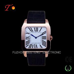 Wholesale stainless steel quartz watch for men water resistant with PU leather band and color customized from china suppliers