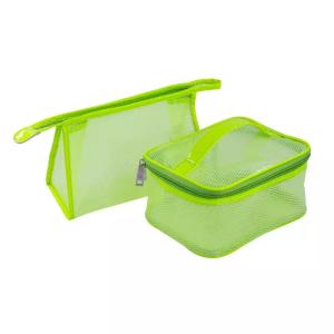Wholesale Waterproof Green Travel PVC Mesh Zipper Cosmetic Bags from china suppliers