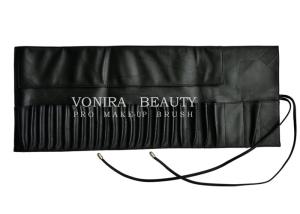 Wholesale Portable 26 Pockets Travel Makeup Brush Rolling Case Pouch Holder Cosmetic Bag Black Leather from china suppliers