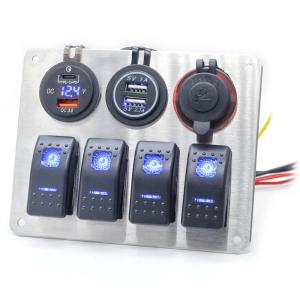 Wholesale 4 Gang USB Charger IP65 Universal Rocker Switch Panel from china suppliers