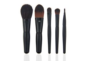 Wholesale Black Natural Travel 5 Piece Makeup Brush Set With Zipper Bag , Goat Hair from china suppliers