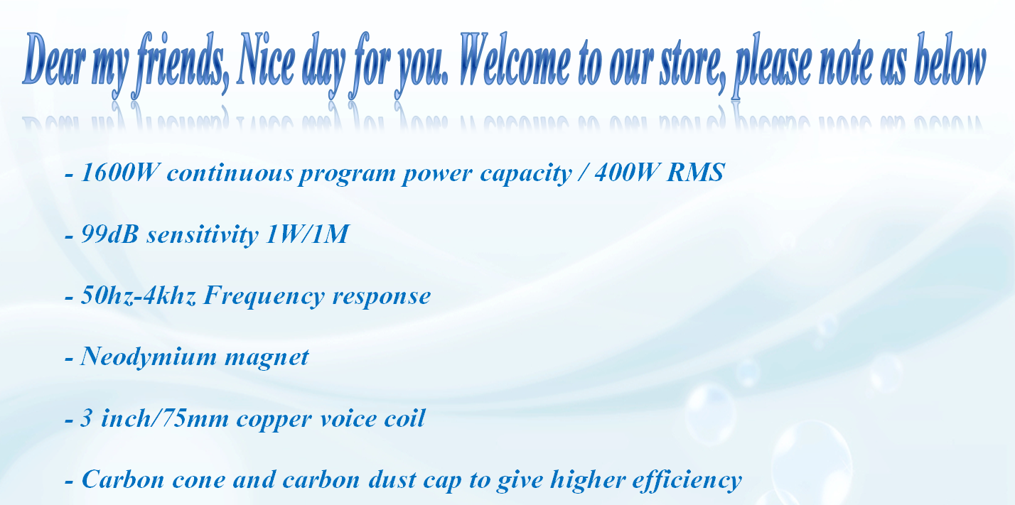 8Ohm 10 Inch Subwoofer 400W RMS Neodymium Magnet Speaker
