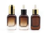 30ml Amber Square Glass Cosmetic Bottles For Essential Oil Serum