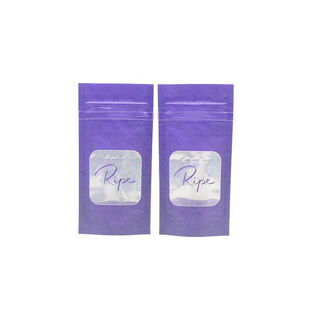 Custom Logo Purple Plastic Stand up Zip Lock Pouch Packaging Mylar Bags with Window