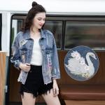 Swan Print Hole Cowboy Ladies Jackets Coats
