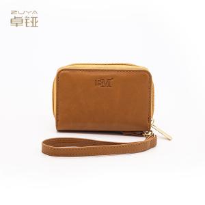 Wholesale Debossed Womens Genuine Leather Wallet , ROHS 7.5x11cm Zippered Leather Money Pouch from china suppliers