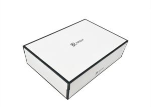 Wholesale Luxury White Textured Lid And Base Boxes Black Edge Printed For Shoes Packaging from china suppliers