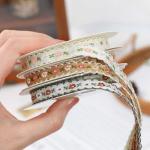 15mm*50y Pastoral Floral Cotton Ribbon Baking Cake Ribbon Bow DIY Material